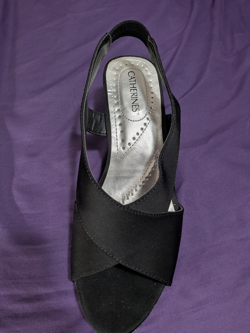 Catherines Black Women's Slingback Sandals Sz 10w